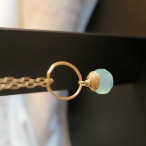 Lovely Chalcedony Dangle Circle Necklace
